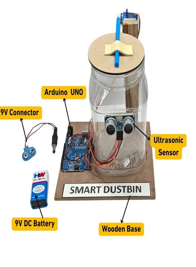 ESPtronics صندوق نفايات ذكي من إي إس بترونيكس مزود بمستشعر فوق صوتي، نموذج إلكتروني مبرمج مسبقًا، مشروع علمي للطلاب في المدارس - Image 3